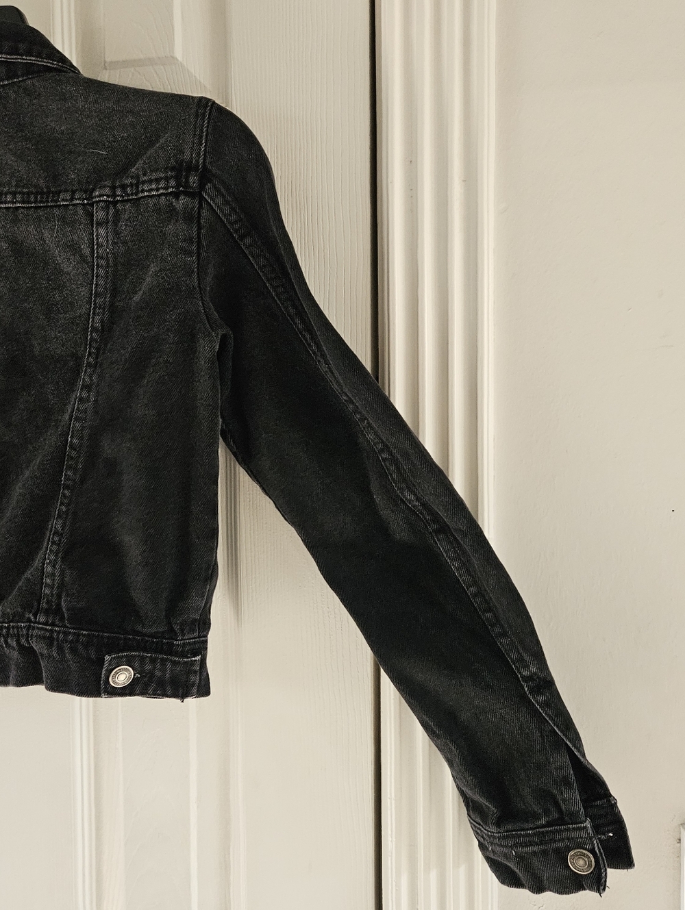 Free People Black Womens Denim Jacket, P2P 18" Fits Like Sm, EC - Picture 7 of 7